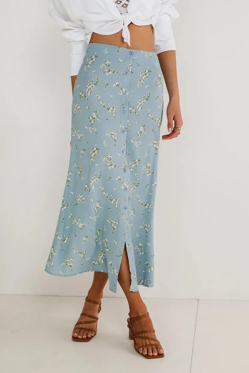 Skirts>Bohme Rory Floral Skirt in Blue