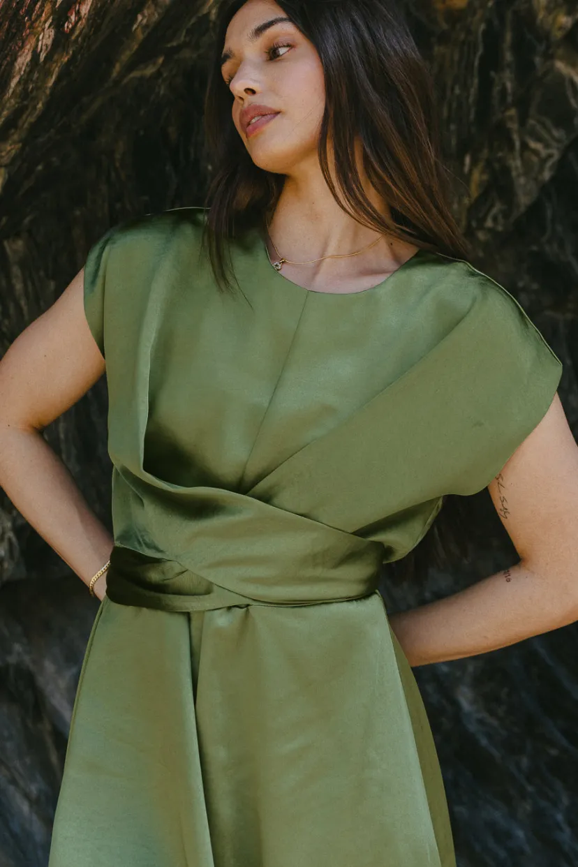 Dresses | Maxi Dresses>Bohme Rosalind Midi Dress in Moss