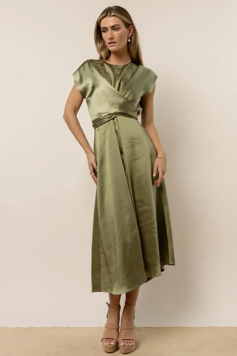 Dresses | Maxi Dresses>Bohme Rosalind Midi Dress in Moss