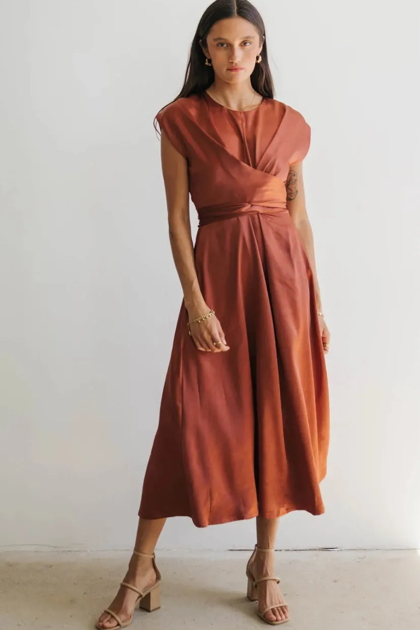 Dresses | Maxi Dresses>Bohme Rosalind Midi Dress in Rust