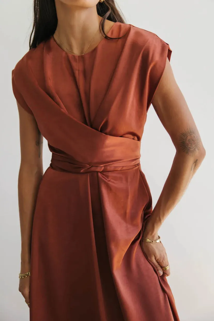 Dresses | Maxi Dresses>Bohme Rosalind Midi Dress in Rust