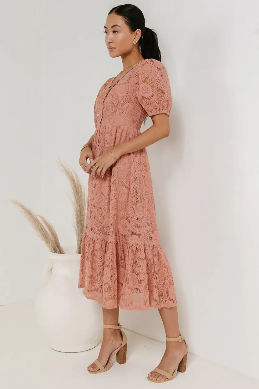 Dresses>Bohme Rowan Lace Dress in - FINAL SALE Pink