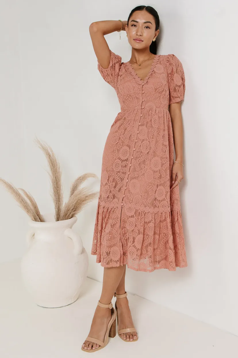 Dresses>Bohme Rowan Lace Dress in - FINAL SALE Pink