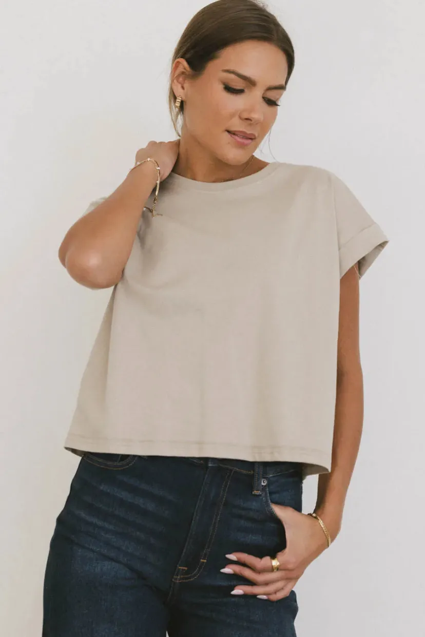 Tops | Tees & Tanks>Bohme Rowena Boxy Top in Stone