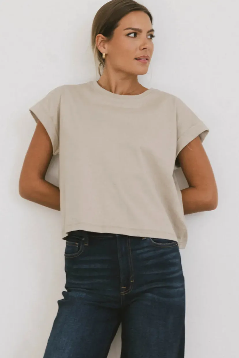 Tops | Tees & Tanks>Bohme Rowena Boxy Top in Stone