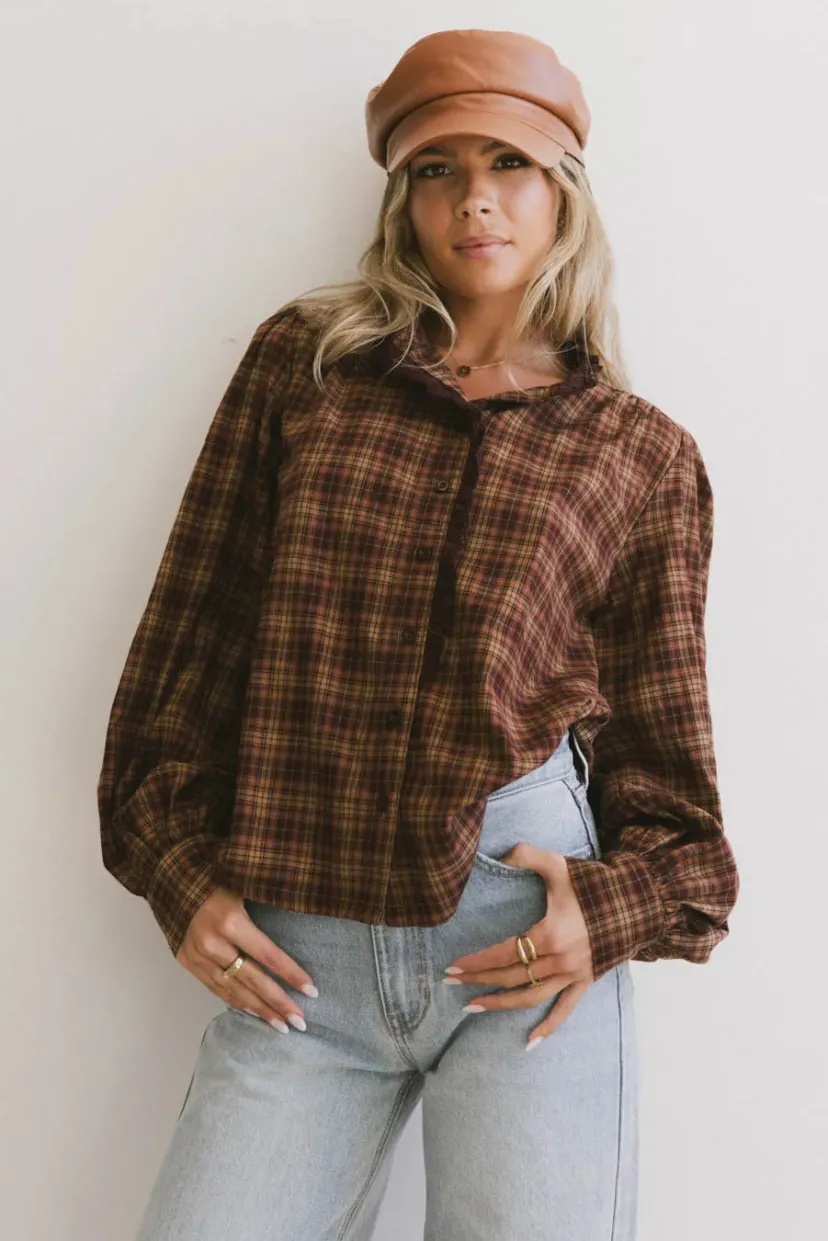 Tops>Bohme Rue Plaid Button Up in Brown