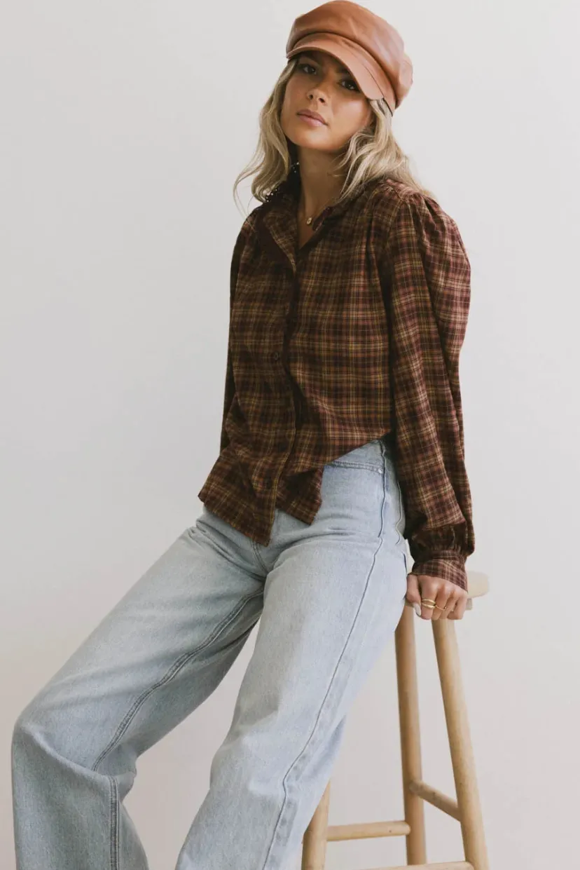 Tops>Bohme Rue Plaid Button Up in Brown