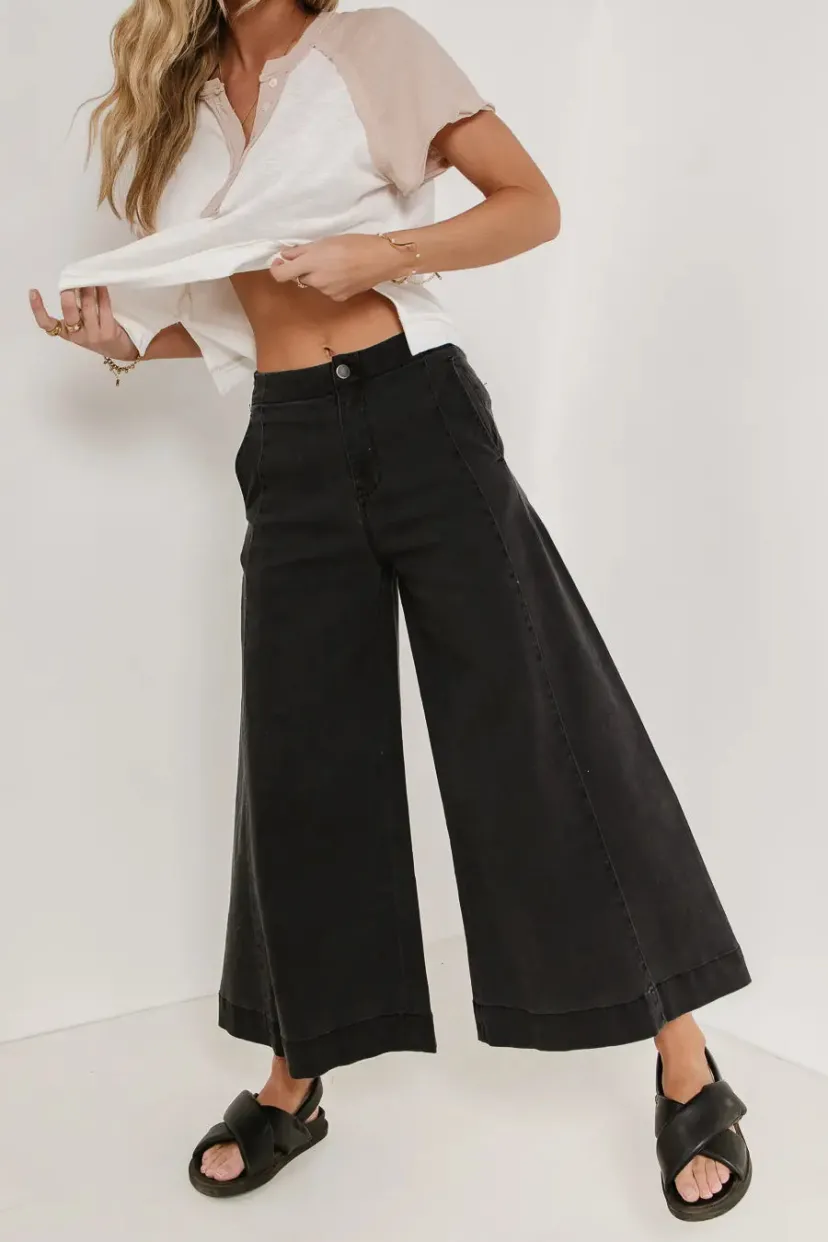 Denim | All Bottoms>Bohme Rue Wide Leg Jeans in Black