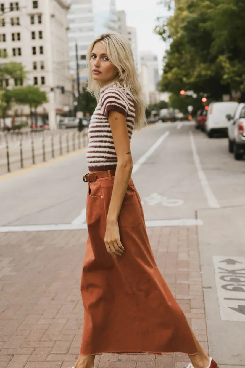 Skirts | All Bottoms>Bohme Rylie Denim Maxi Skirt in Rust