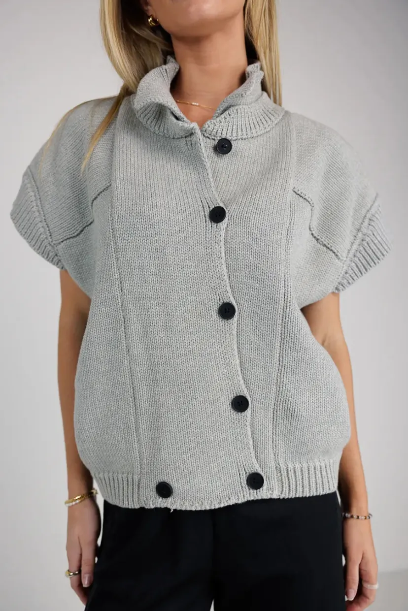 Cardigans>Bohme Sadie Knit Cardigan in Grey