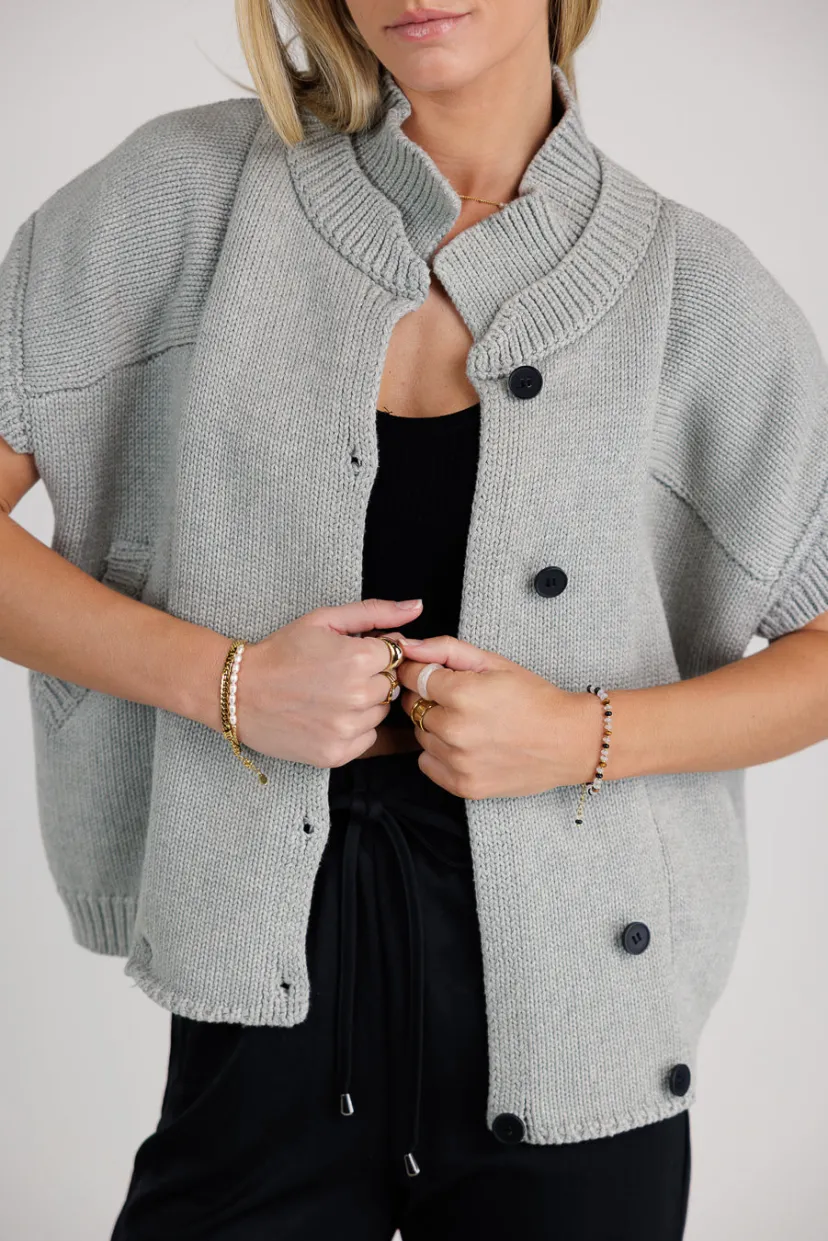 Cardigans>Bohme Sadie Knit Cardigan in Grey