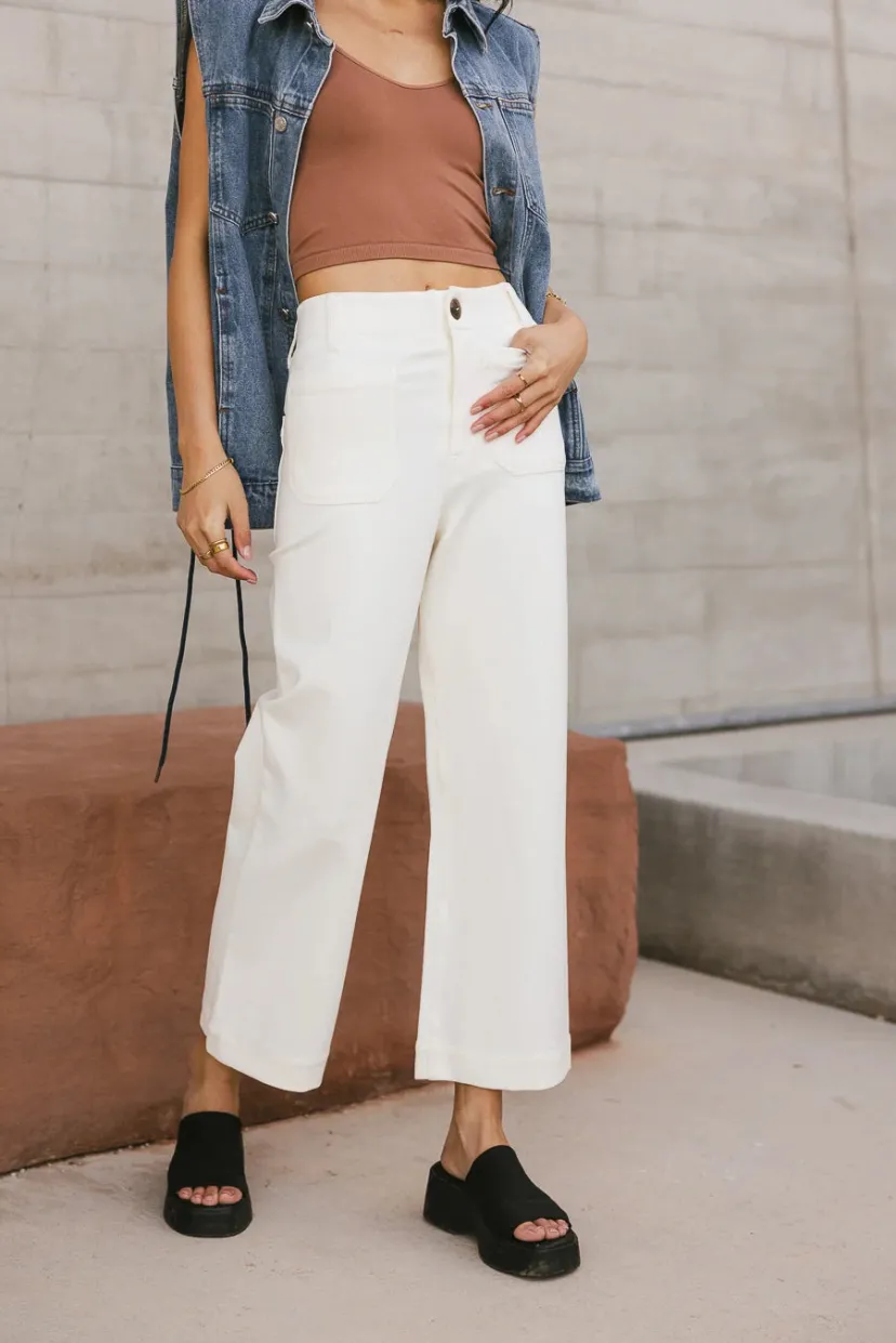 Pants | All Bottoms>Bohme Sadie Wide Leg Pants in Cream