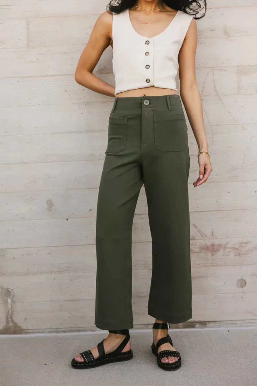 Pants | All Bottoms>Bohme Sadie Wide Leg Pants in - FINAL SALE Olive