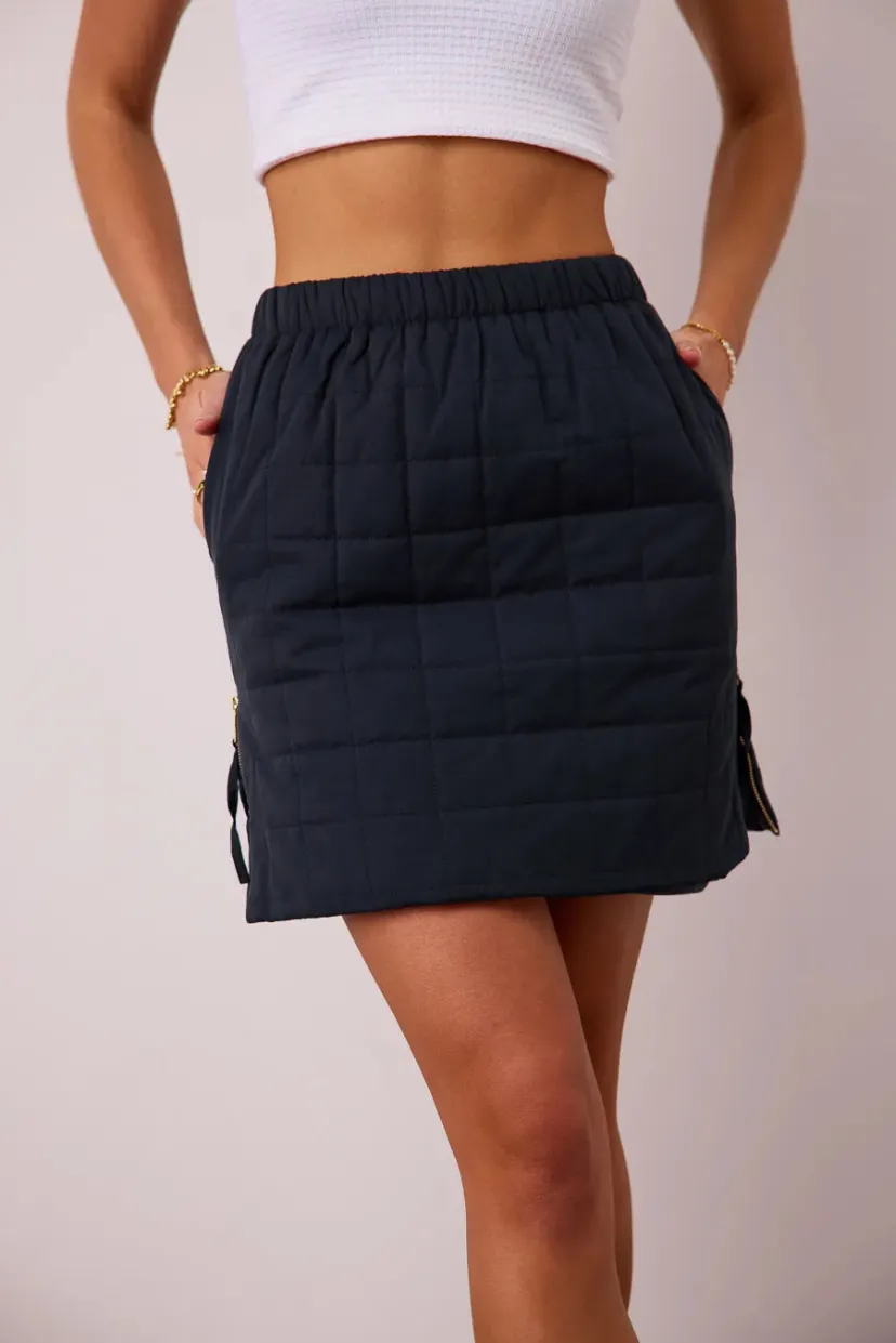 Skirts | Loungewear>Bohme Sarah Quilted Mini Skirt in Navy