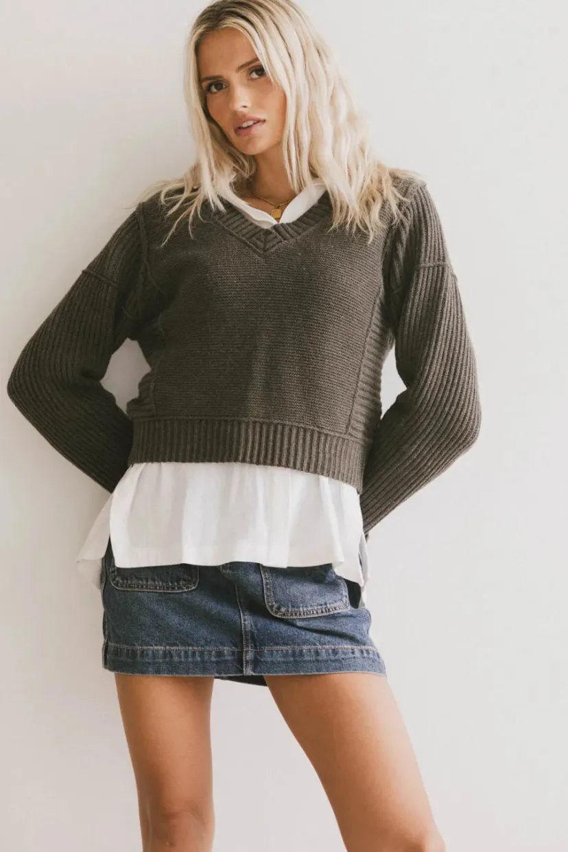 Tops | Sweaters>Bohme Serena Knit Sweater in Olive