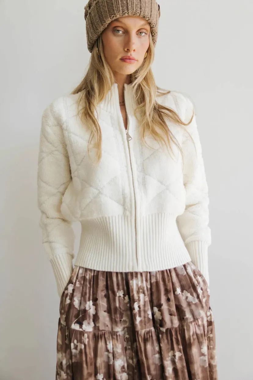 Jackets | Sweaters>Bohme Sheena Quilted Jacket in Ivory