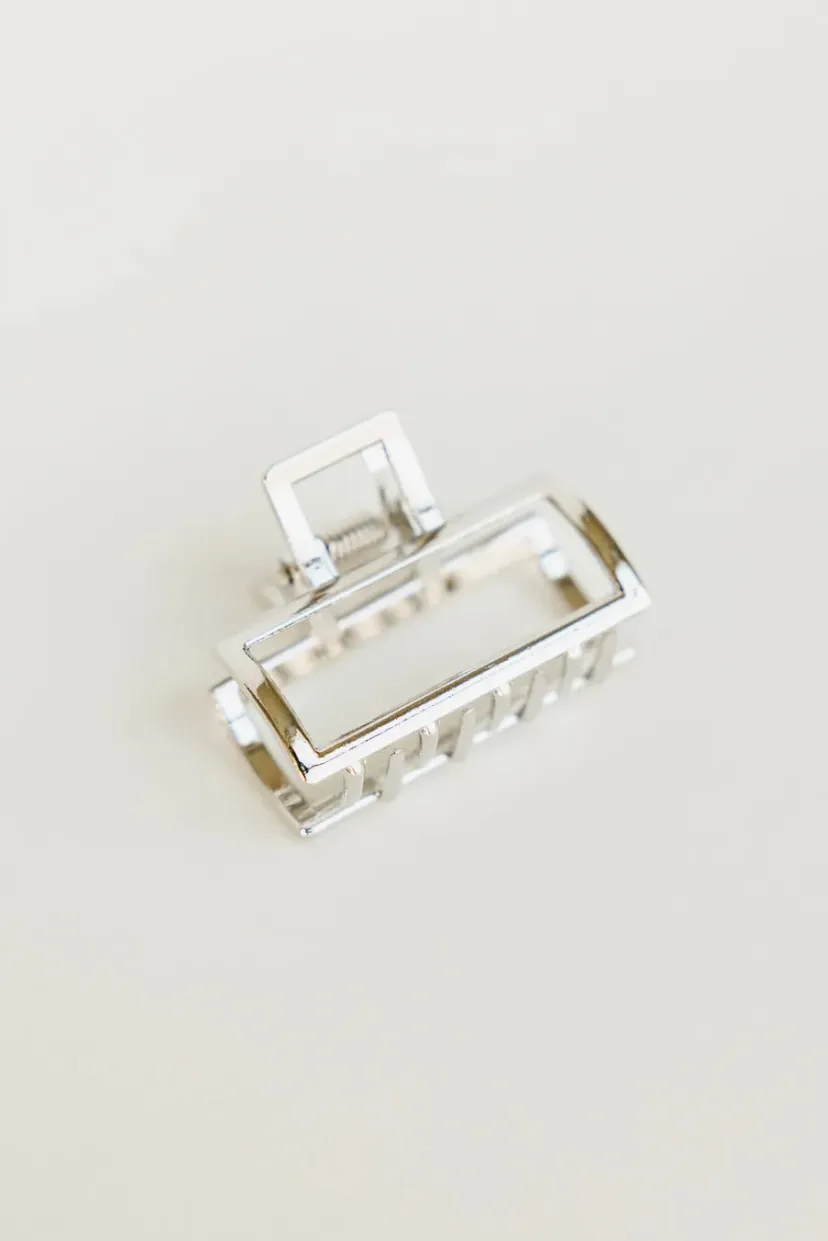 Hair Accessories>Bohme Small Rectangle Claw Clip in Silver