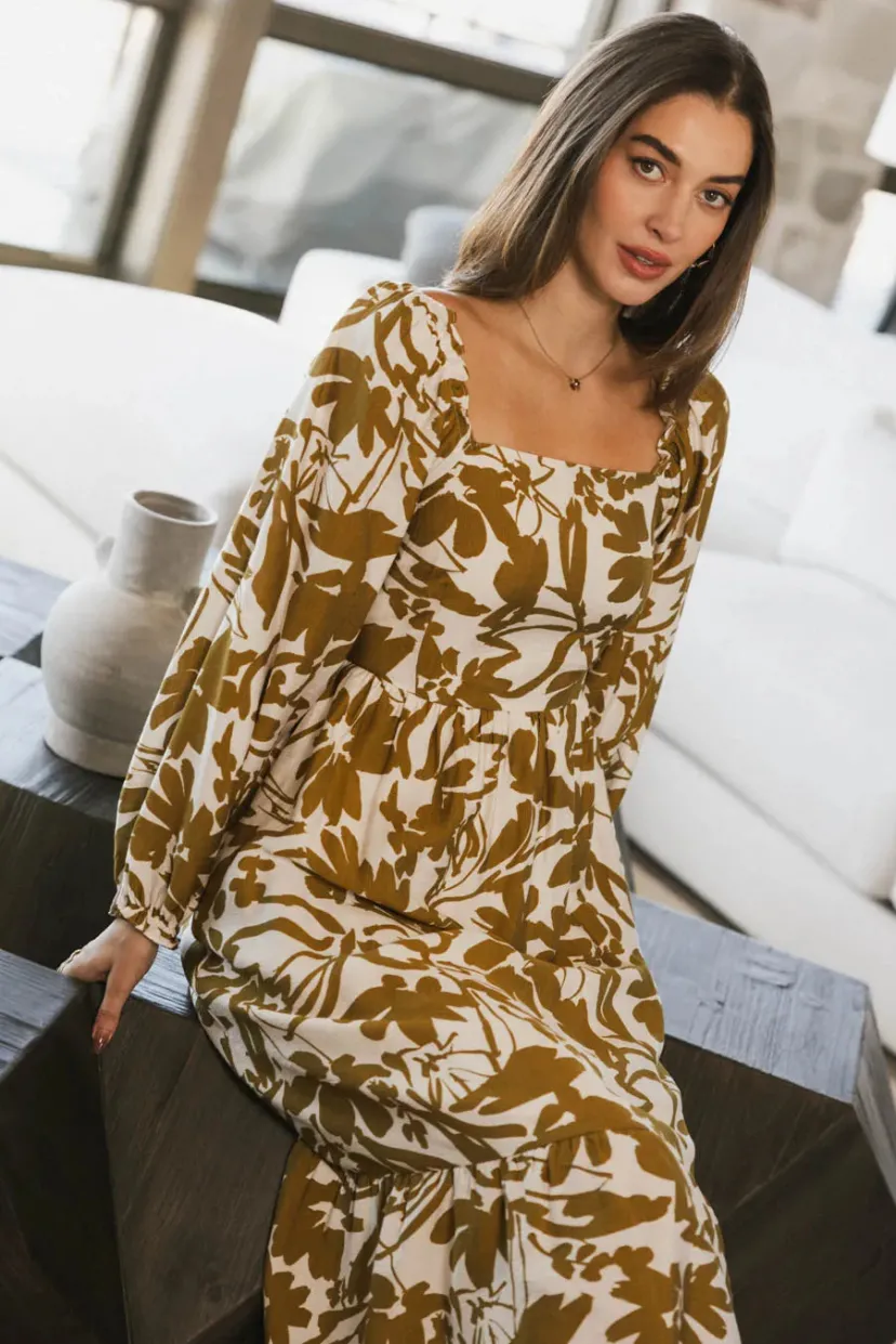 Dresses | Midi Dresses>Bohme Soren Midi Dress in Mustard