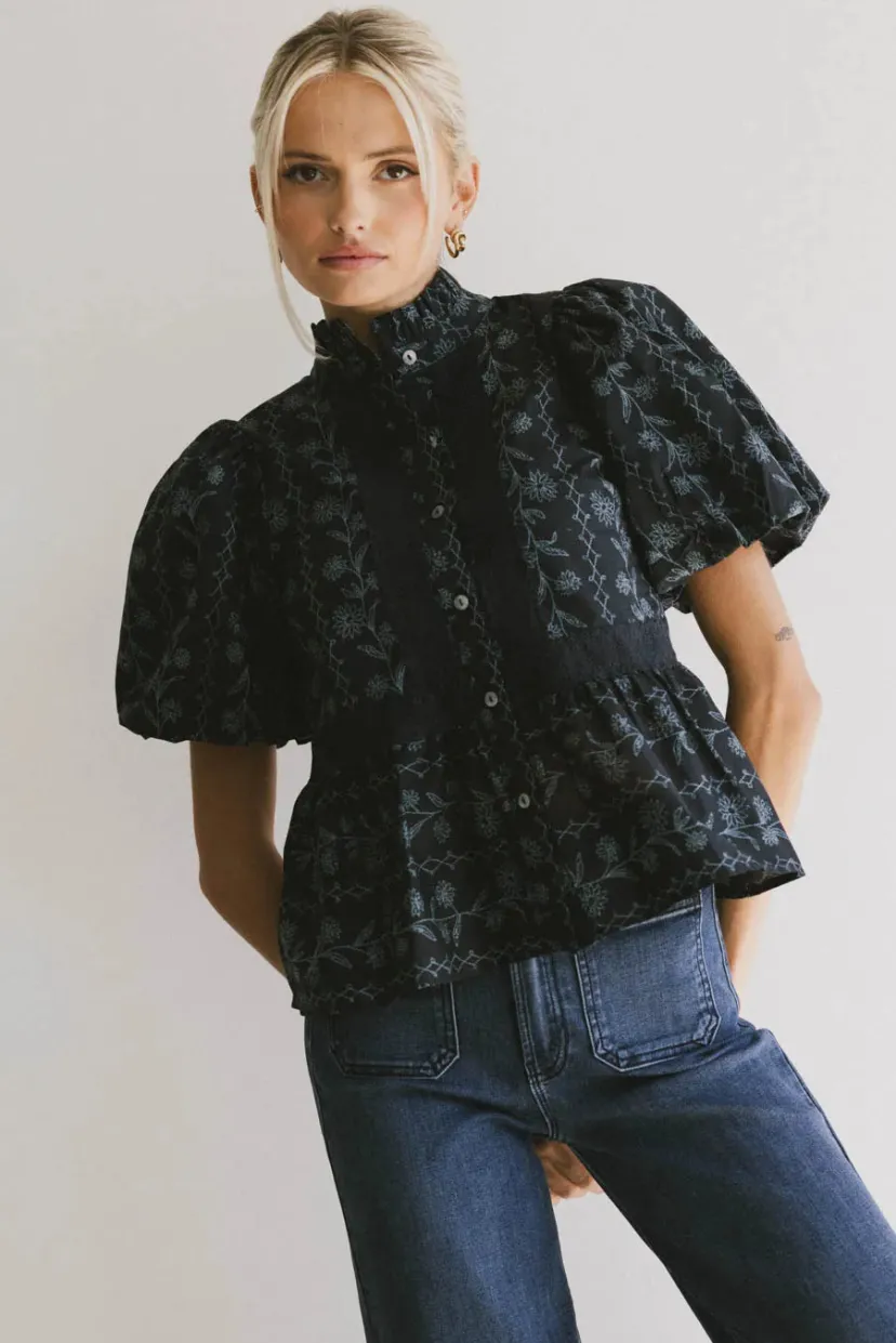 Tops | Blouses>Bohme Stassi Printed Blouse in Navy