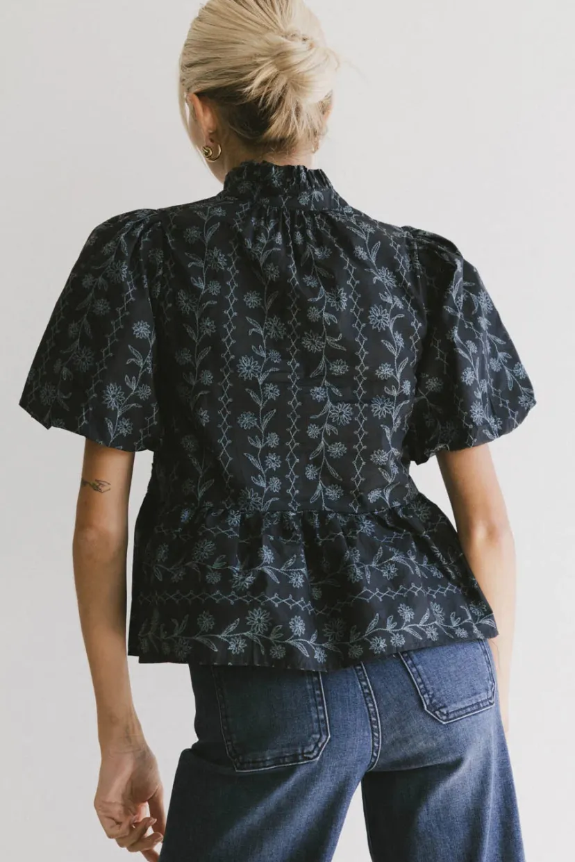 Tops | Blouses>Bohme Stassi Printed Blouse in Navy