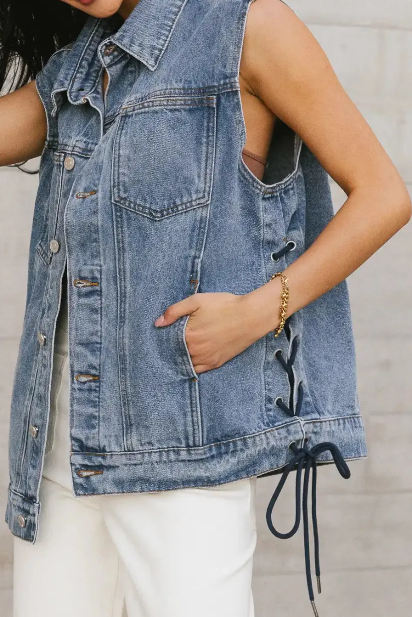 Tops | Vests>Bohme Stephie Lace Up Denim Vest