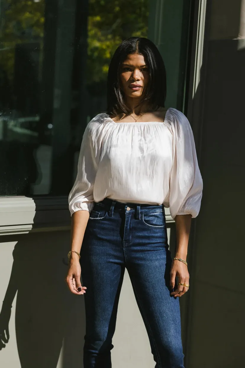 Tops | Blouses>Bohme Stevie Plisse Blouse in Cream