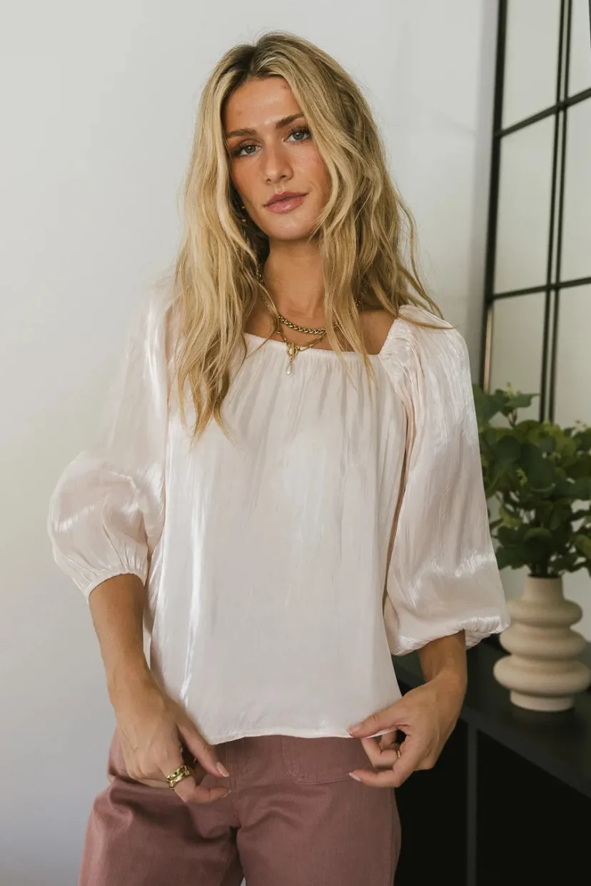 Tops | Blouses>Bohme Stevie Plisse Blouse in Cream