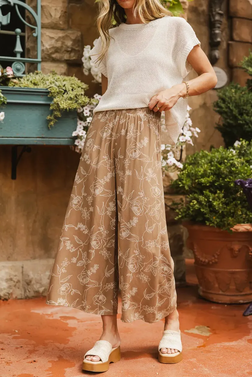 Pants | All Bottoms>Bohme Tallulah Floral Pants in Mocha