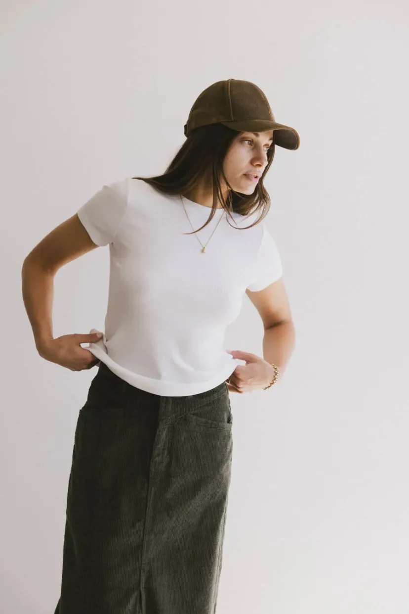 Tops | Essentials>Bohme Tara Ribbed Basic Tee in White