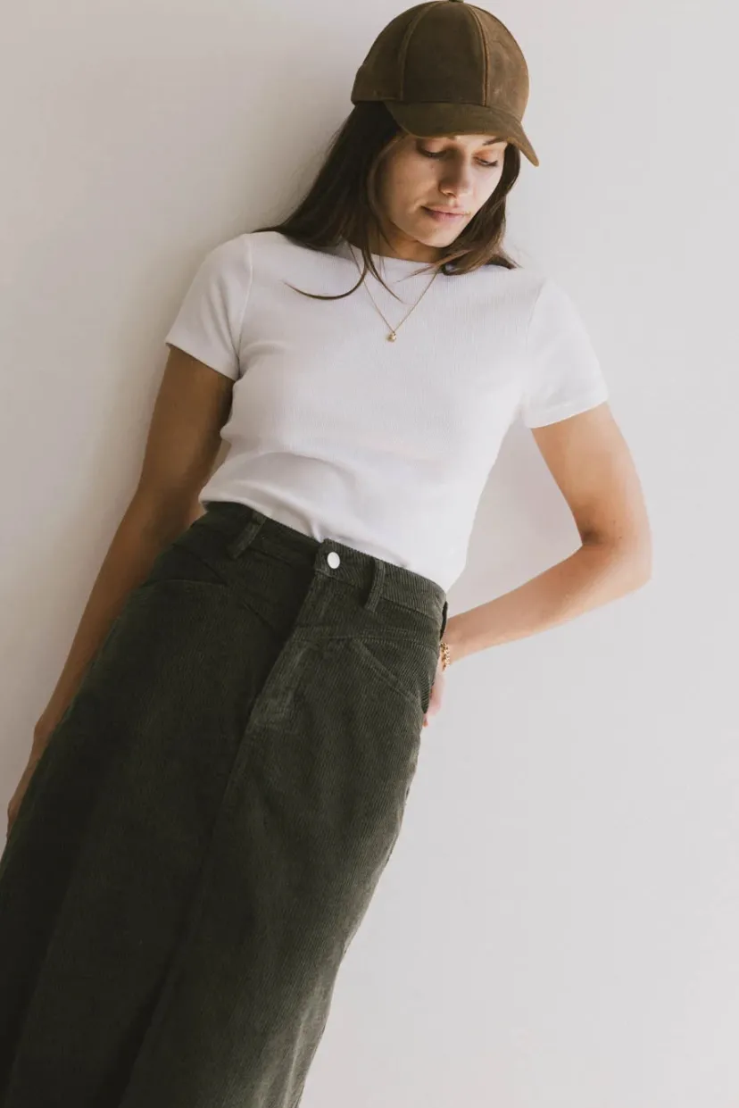 Tops | Essentials>Bohme Tara Ribbed Basic Tee in White