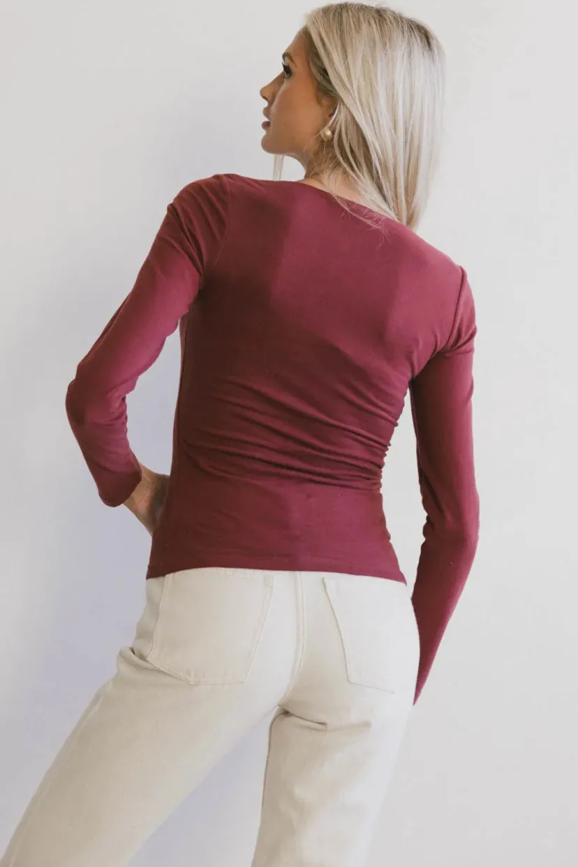 Tops | Essentials>Bohme Tatiana Scoop Neck Top in Burgundy