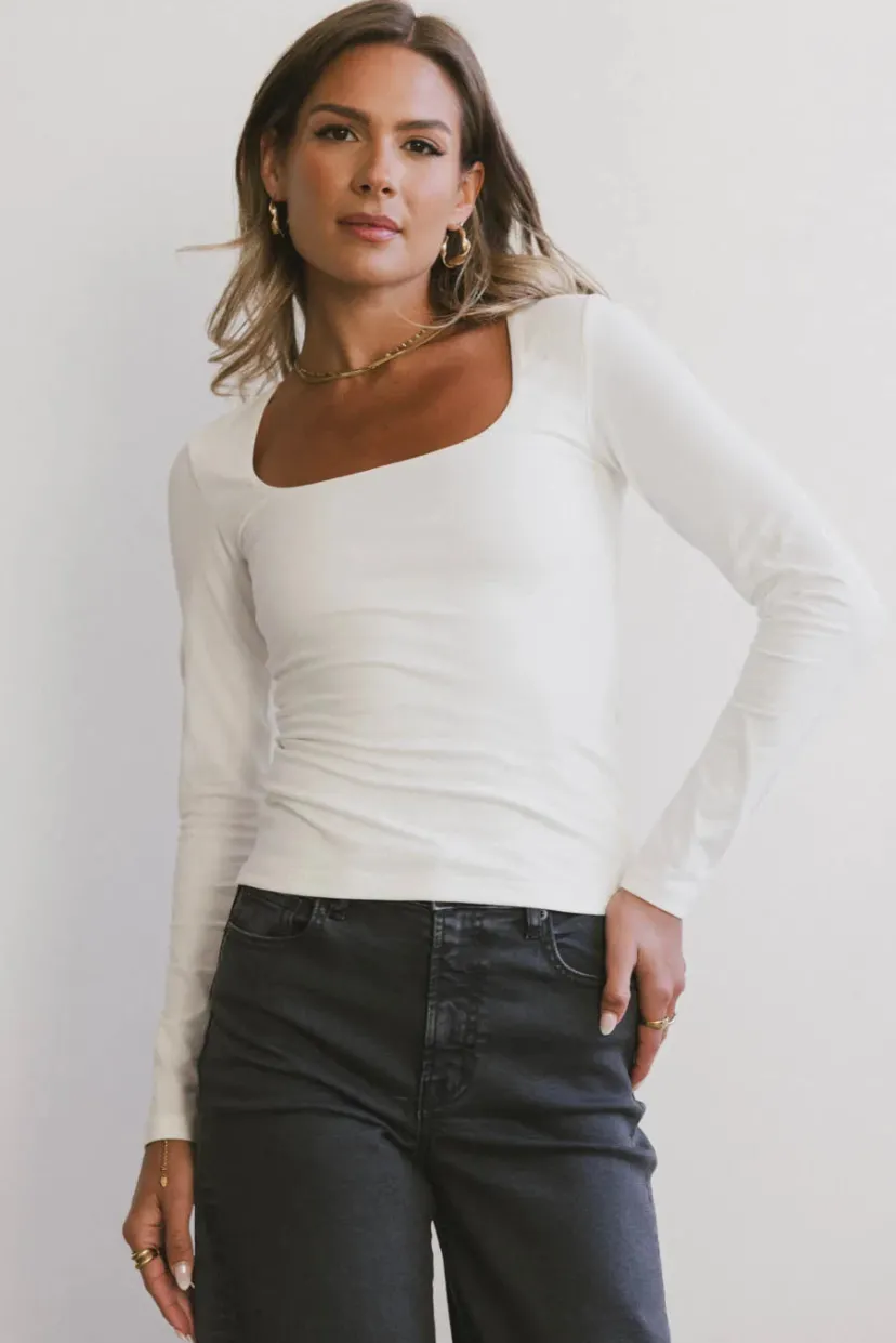 Tops | Essentials>Bohme Tatiana Scoop Neck Top in Cream