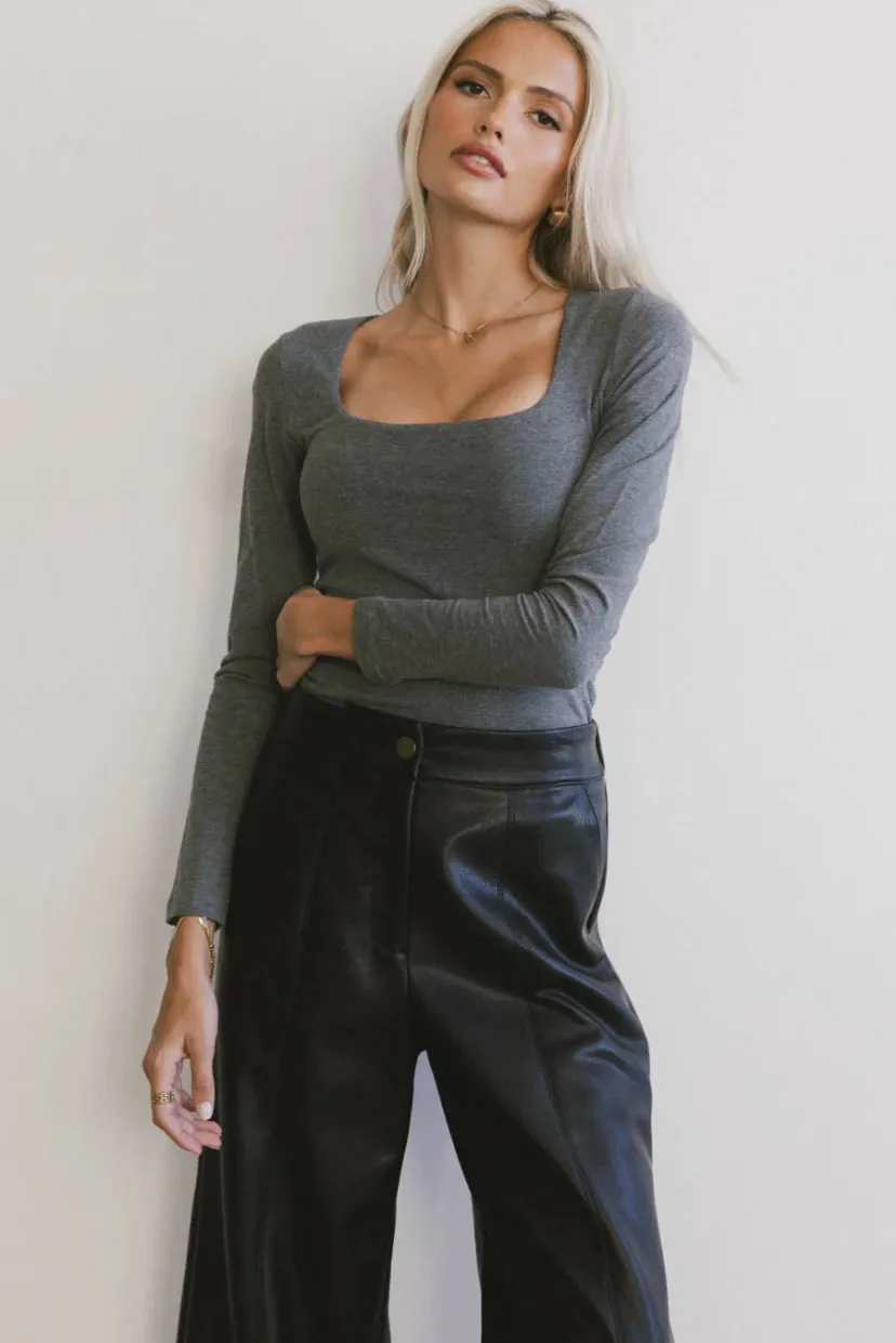 Tops | Essentials>Bohme Tatiana Scoop Neck Top in Grey