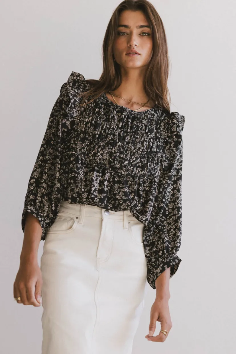 Tops | Blouses>Bohme Taya Ditsy Floral Blouse in Black