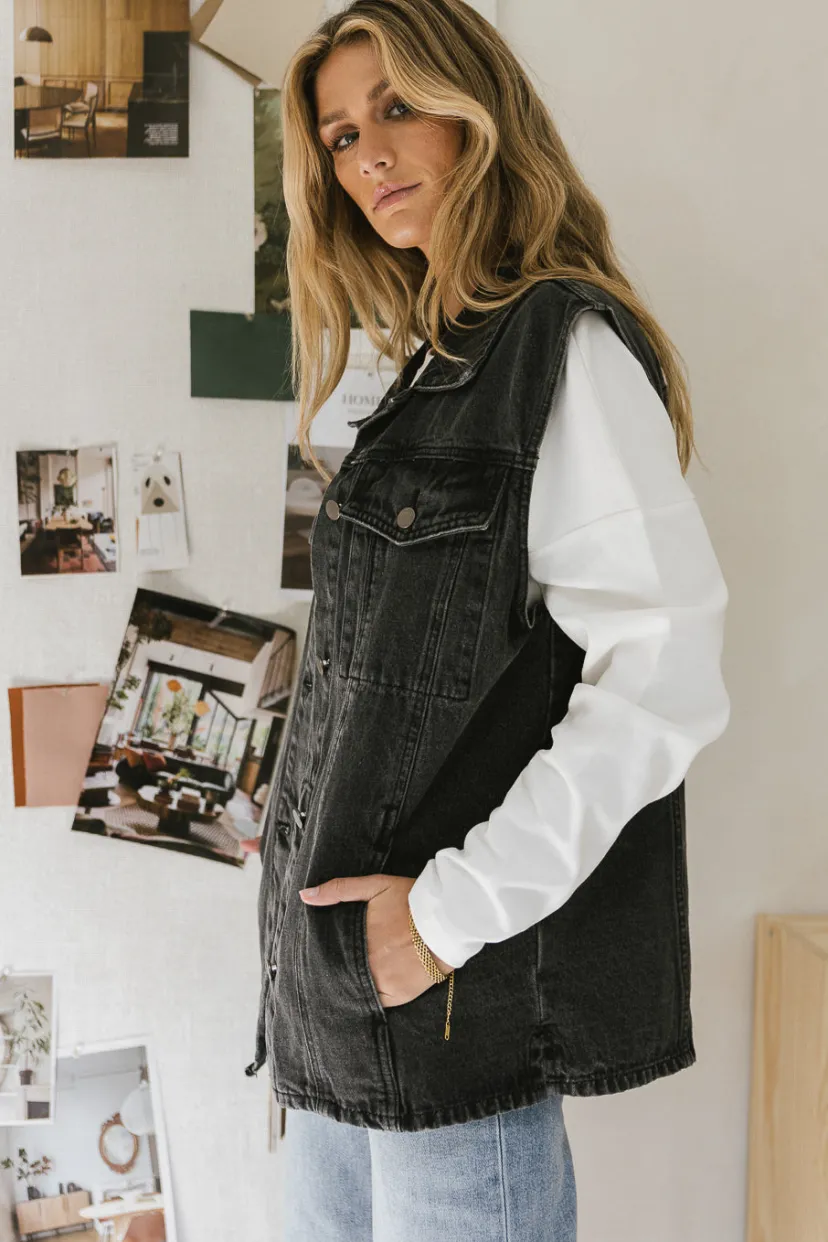 Tops | Vests>Bohme Taylor Denim Vest in Black