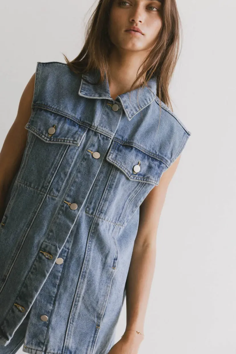 Vests>Bohme Taylor Denim Vest in Medium Wash Mediumwash