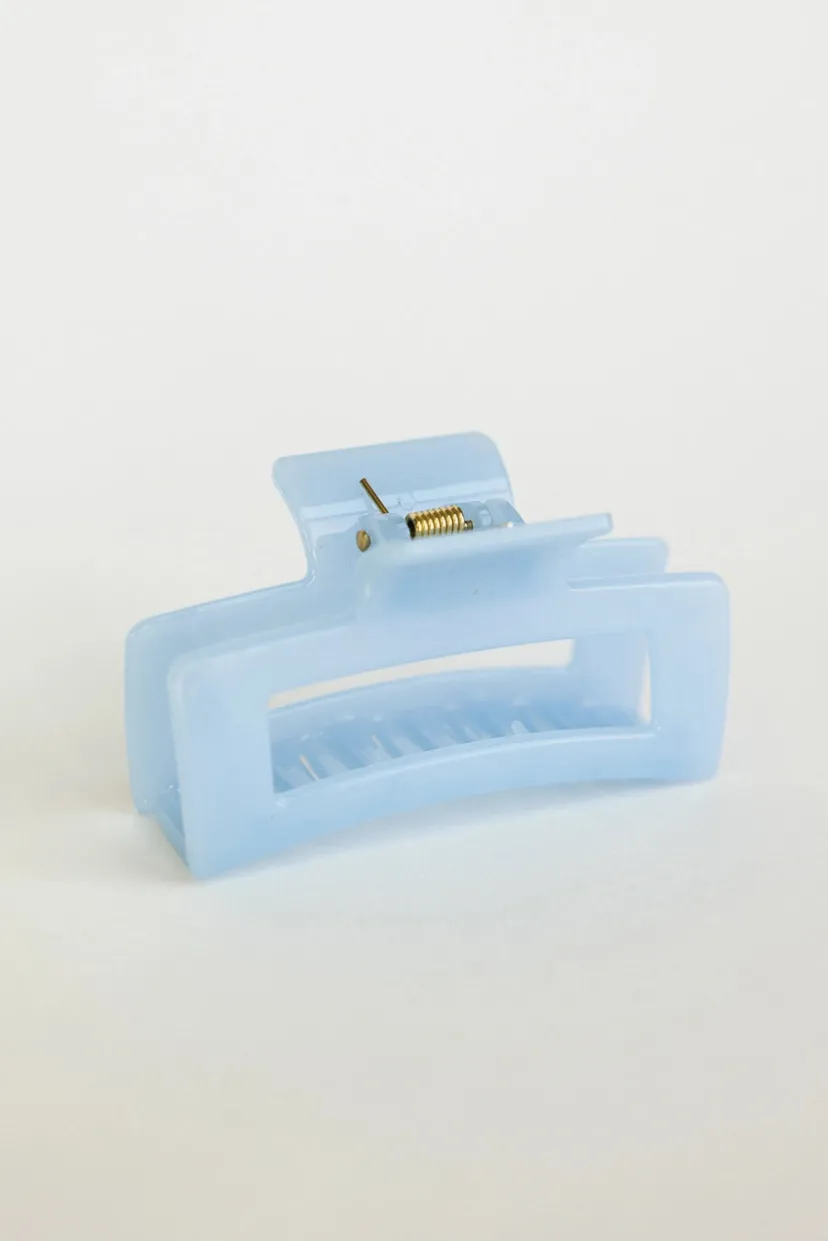 Hair Accessories>Bohme Translucent Rectangle Claw Clip in Blue