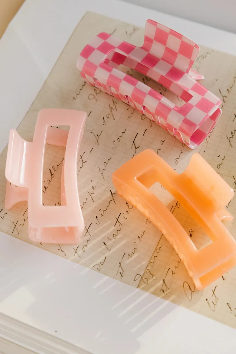 Hair Accessories>Bohme Translucent Rectangle Claw Clip in Peach