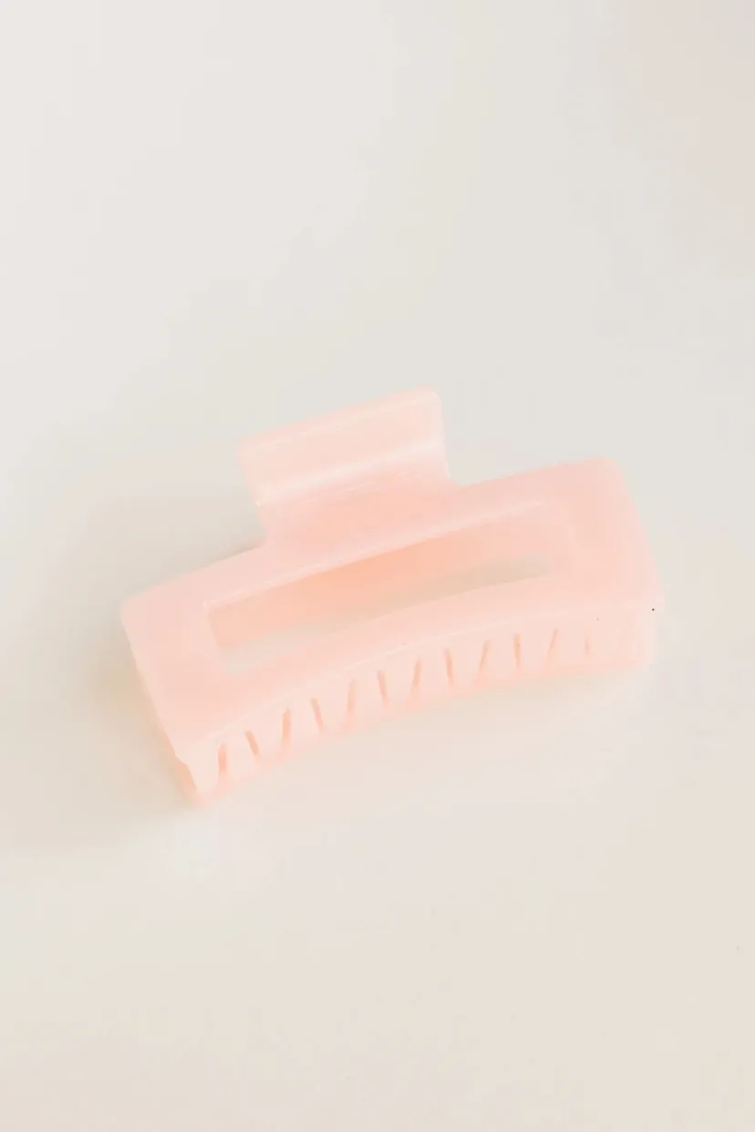 Hair Accessories>Bohme Translucent Rectangle Claw Clip in Pink