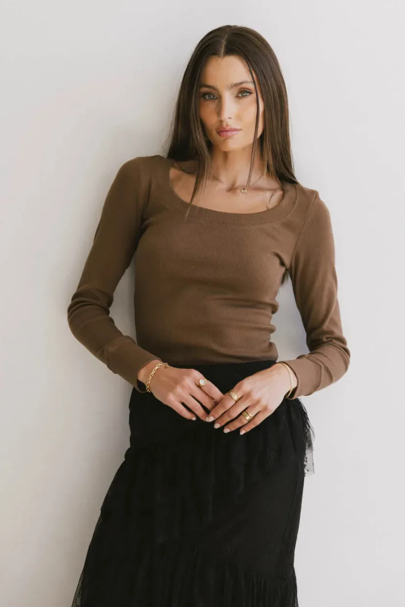 Tops | Essentials>Bohme Tylar Scoop Neck Top in Brown