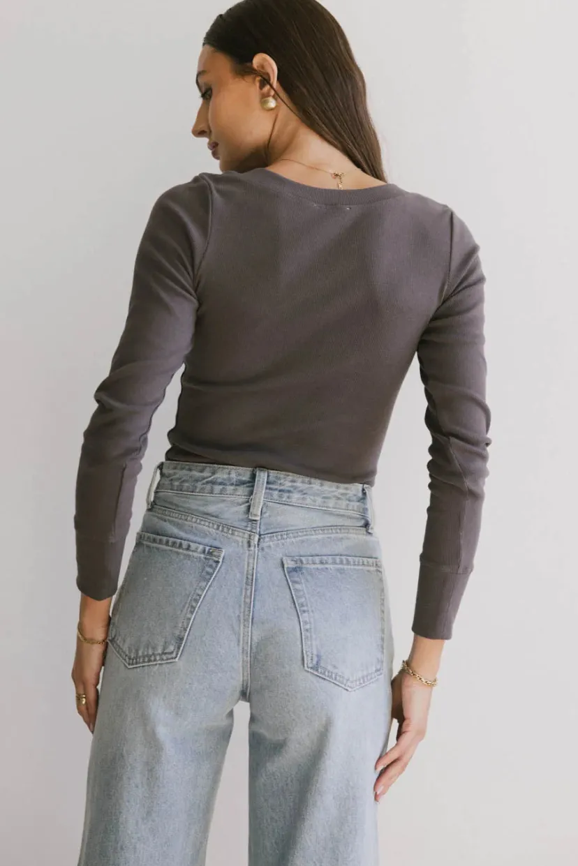 Tops | Essentials>Bohme Tylar Scoop Neck Top in Charcoal