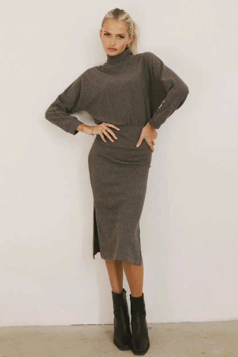 Dresses | Midi Dresses>Bohme Ulrich Sweater Dress in Charcoal