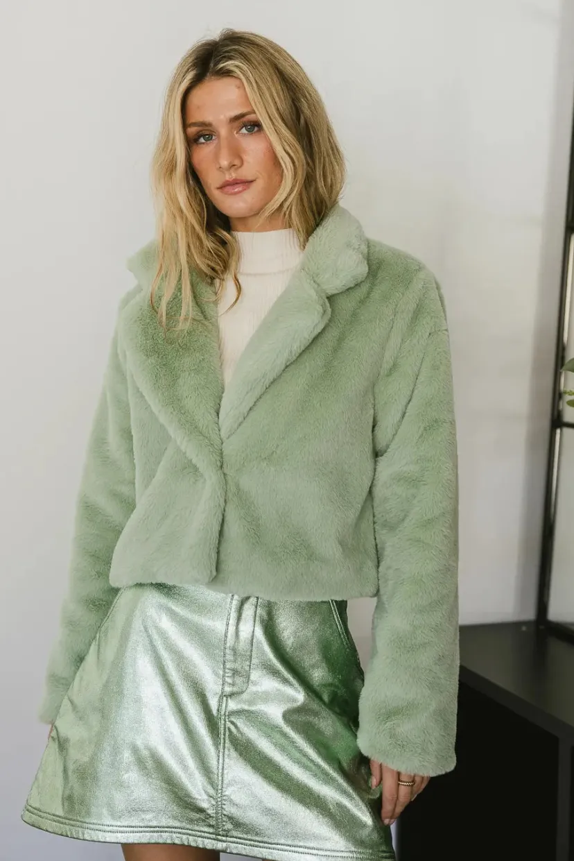 Jackets>Bohme Up All Night Faux Fur Jacket in Sage