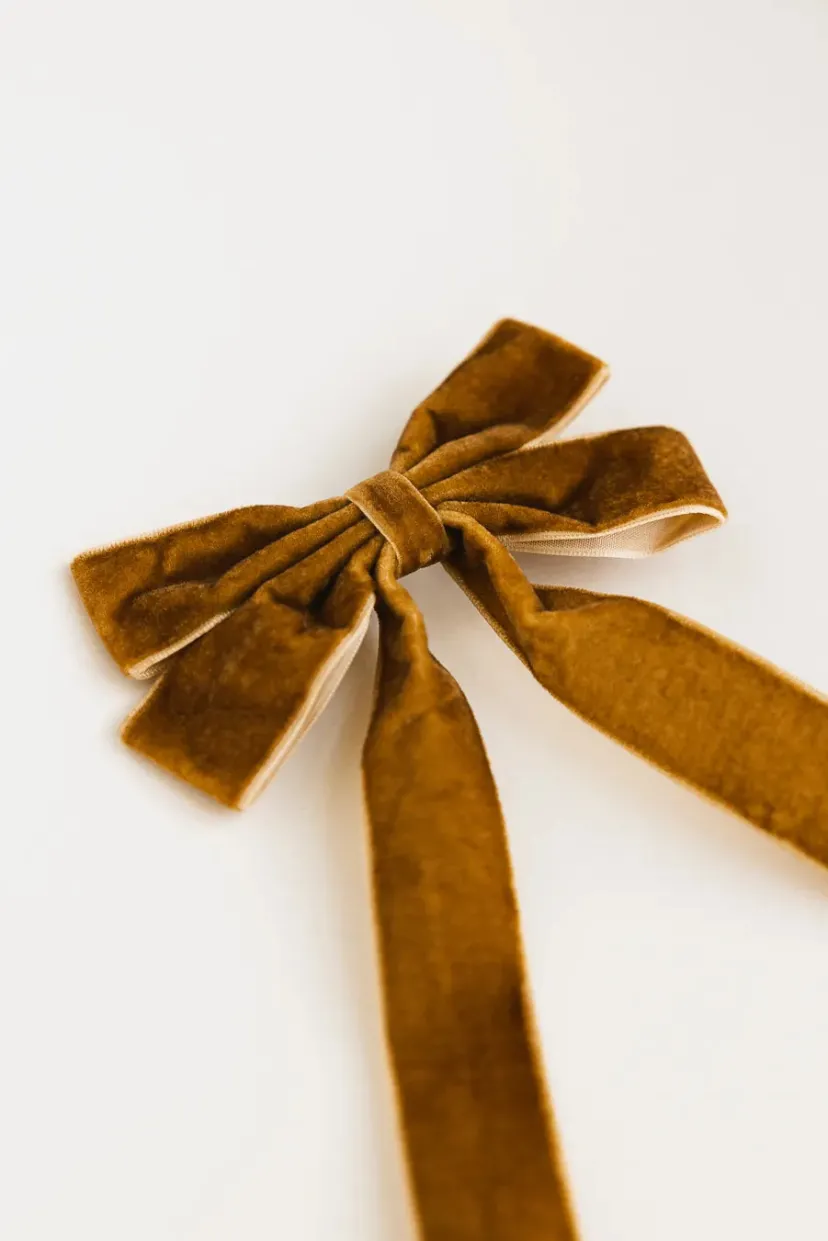 Hair Accessories>Bohme Velvet Bow Hair Clip in Brown