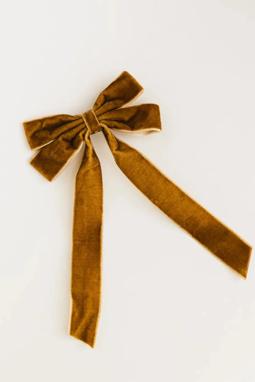 Hair Accessories>Bohme Velvet Bow Hair Clip in Brown