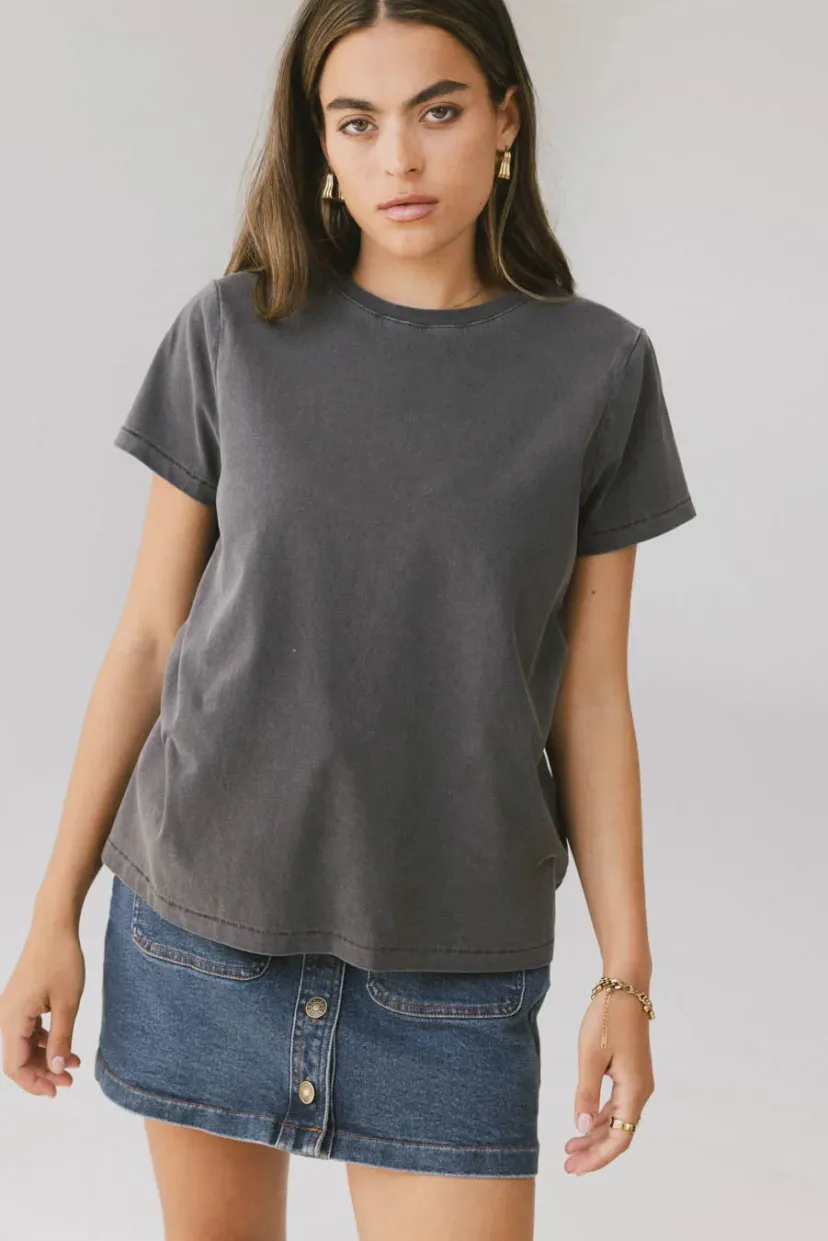 Tops | Tees & Tanks>Bohme Weekend Vibe Tee in Charcoal