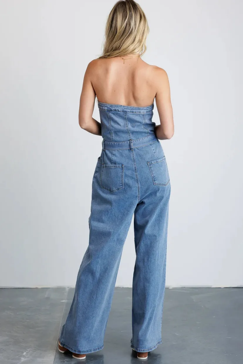 Jumpsuits & Overalls>Bohme Wide Leg Denim Jumpsuit - FINAL SALE