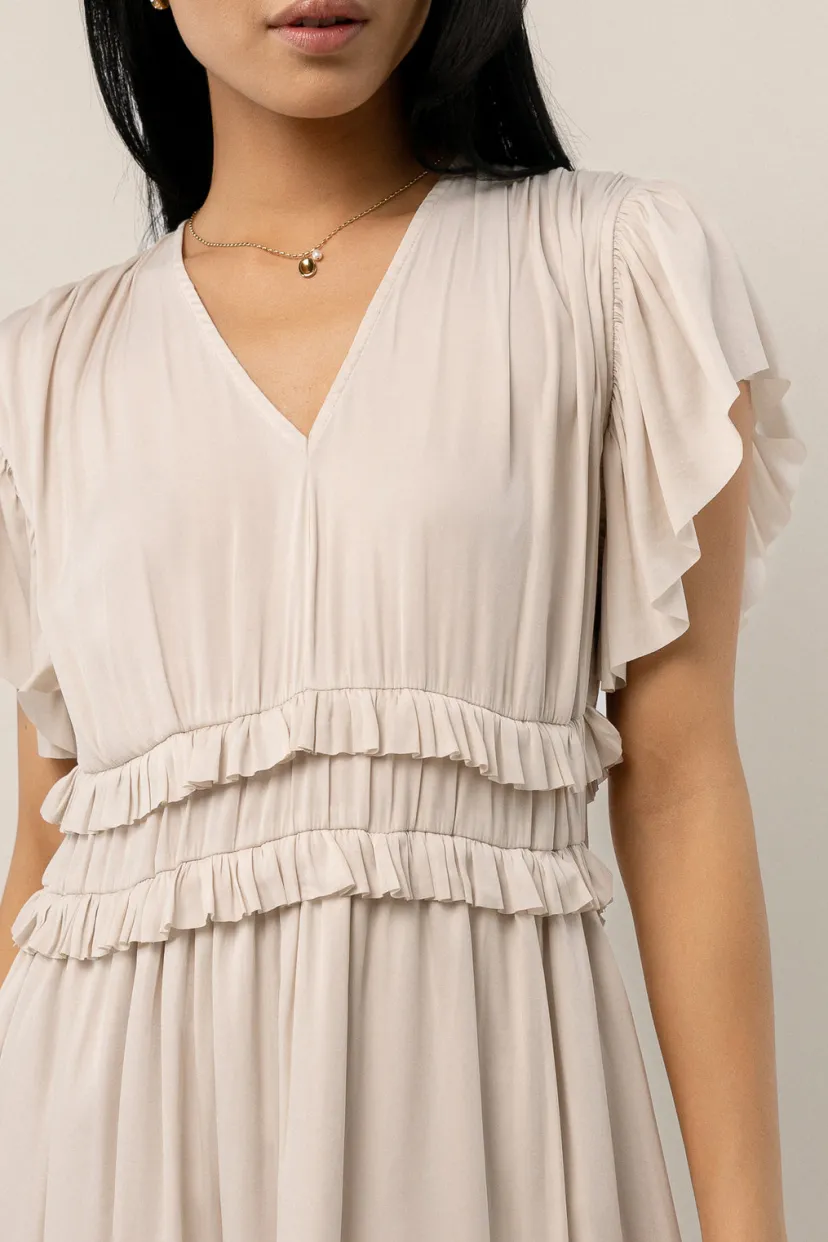 Dresses | Midi Dresses>Bohme Willa Ruffle Dress in Ivory