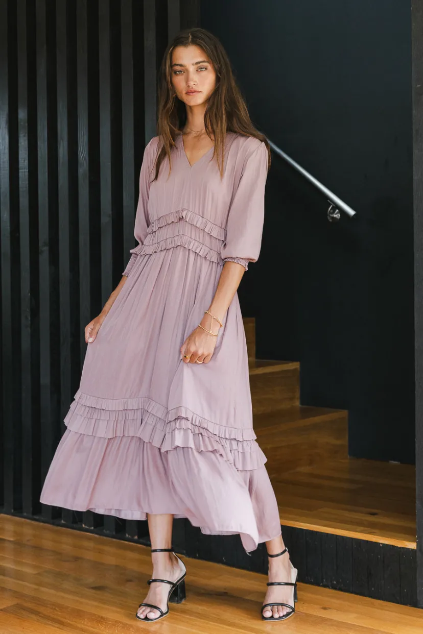 Dresses>Bohme Willa Sleeved Ruffle Dress in Lavender