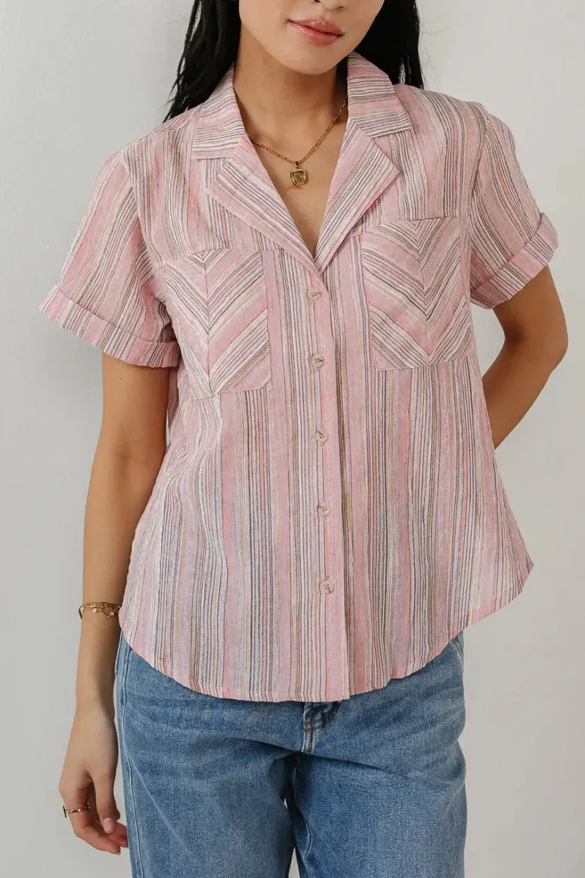 Tops | Blouses>Bohme Wilma Woven Top in - FINAL SALE Pink